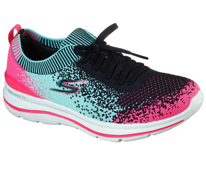 Skechers Gowalk Stretch Fit - Womens Sneakers Black/Multicolor [AU-TE4622]